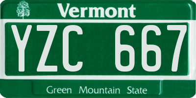 VT license plate YZC667
