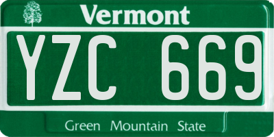 VT license plate YZC669