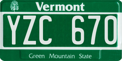 VT license plate YZC670