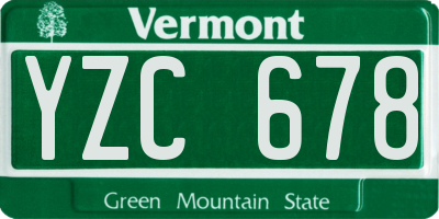 VT license plate YZC678