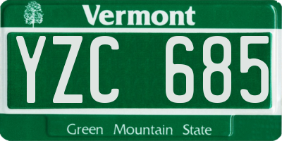VT license plate YZC685