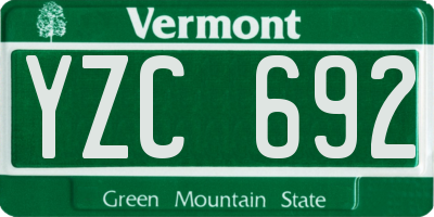VT license plate YZC692