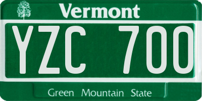 VT license plate YZC700