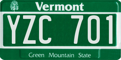 VT license plate YZC701