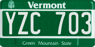 VT license plate YZC703