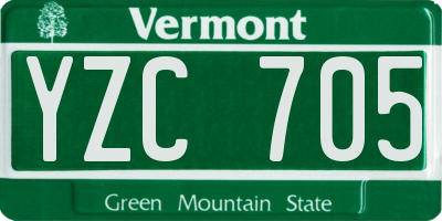 VT license plate YZC705