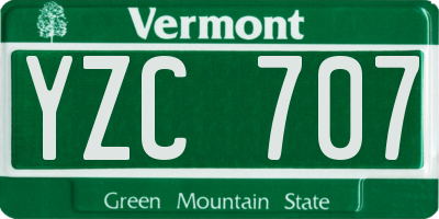 VT license plate YZC707