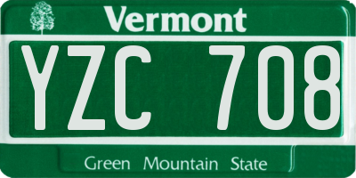 VT license plate YZC708