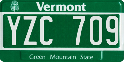 VT license plate YZC709