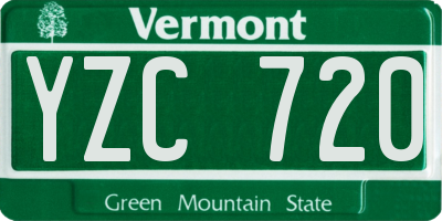 VT license plate YZC720