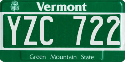 VT license plate YZC722