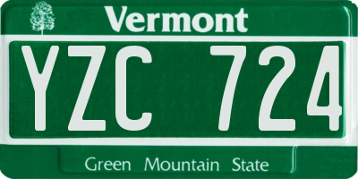VT license plate YZC724