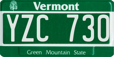 VT license plate YZC730