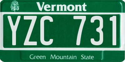 VT license plate YZC731