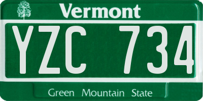 VT license plate YZC734