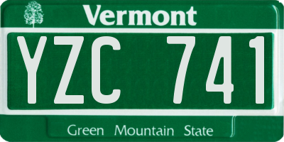 VT license plate YZC741