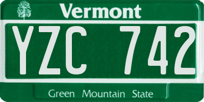 VT license plate YZC742