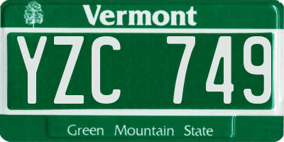 VT license plate YZC749