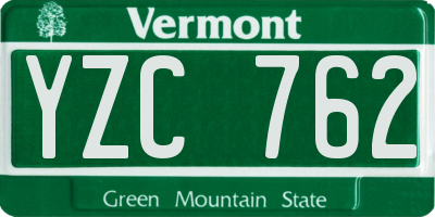 VT license plate YZC762