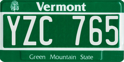 VT license plate YZC765