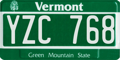 VT license plate YZC768