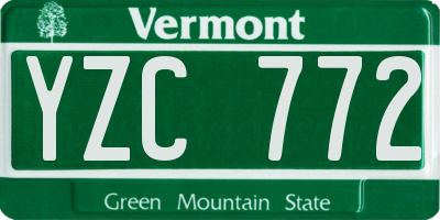VT license plate YZC772