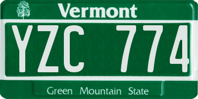 VT license plate YZC774