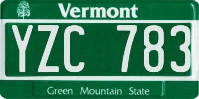 VT license plate YZC783