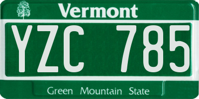 VT license plate YZC785