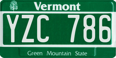 VT license plate YZC786