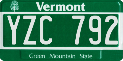 VT license plate YZC792