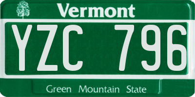VT license plate YZC796