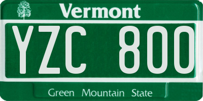 VT license plate YZC800