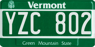 VT license plate YZC802