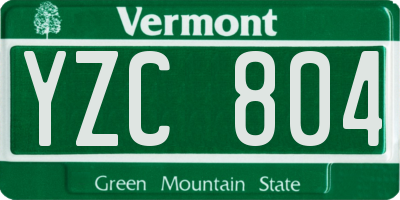 VT license plate YZC804