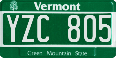 VT license plate YZC805