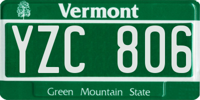 VT license plate YZC806