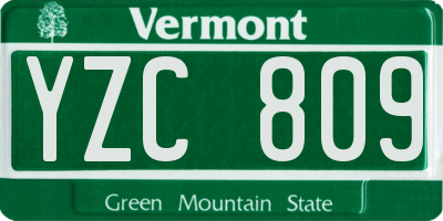 VT license plate YZC809