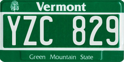 VT license plate YZC829
