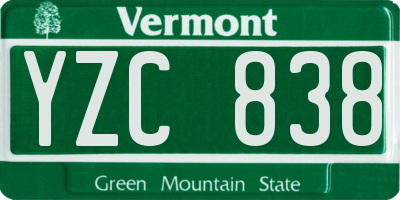 VT license plate YZC838