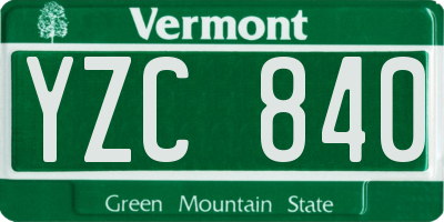 VT license plate YZC840