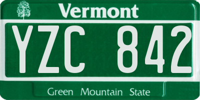 VT license plate YZC842