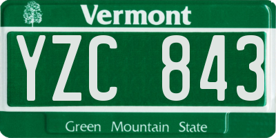 VT license plate YZC843