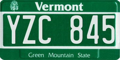 VT license plate YZC845