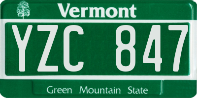 VT license plate YZC847