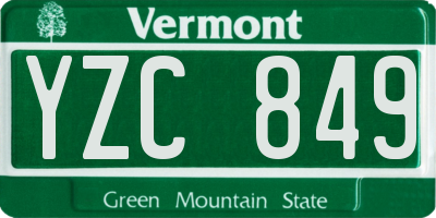 VT license plate YZC849