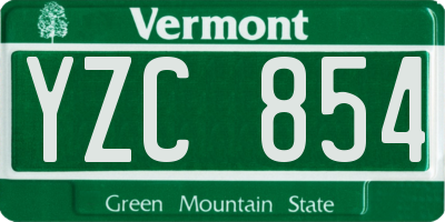 VT license plate YZC854