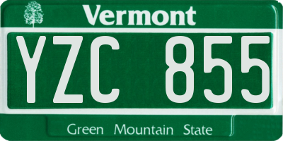VT license plate YZC855