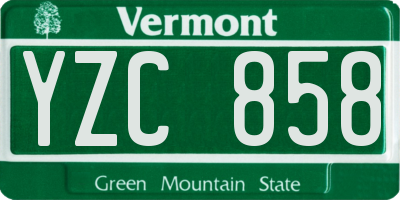 VT license plate YZC858