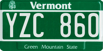 VT license plate YZC860